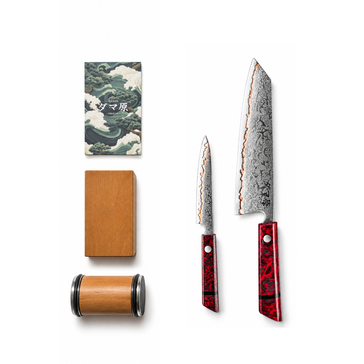 Pack Maîtrise Musashi - Kiritsuke + Petty + Aiguiseur rouleau