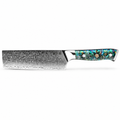 Couteau Nakiri en acier damas 16 cm, manche en nacre d'ormeau, série Akira