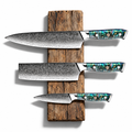 Set Evolution de 3 couteaux en acier damas : gyuto, nakiri et ko-petty, manches en nacre d'ormeau, série Akira