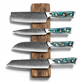 Set Ascension de 4 couteaux en acier damas : kiritsuke, santoku, nakiri et petty, manches en nacre d'ormeau, série Akira