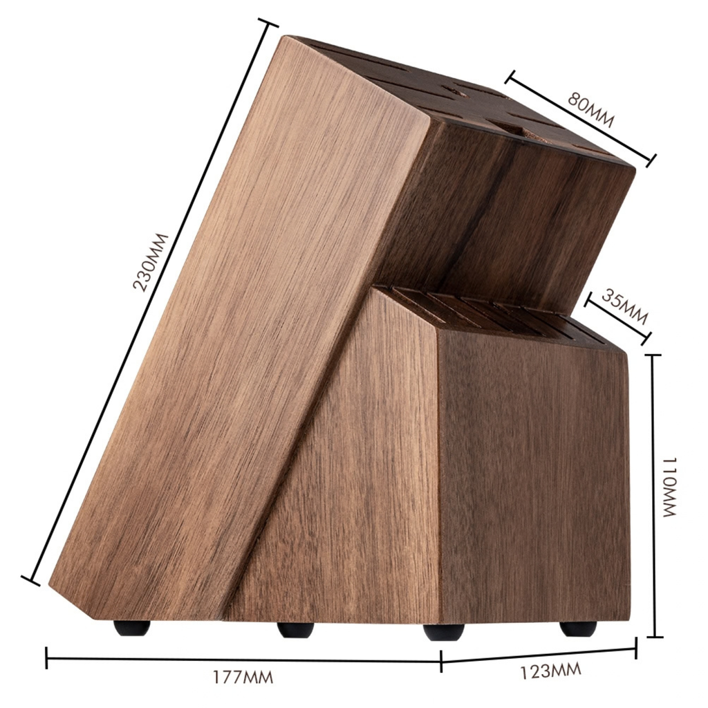 Bloc de rangement pour couteaux de cuisine en bois de caoutchouc