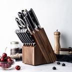 Bloc à couteaux en bois avec emplacements pour couteaux de chef et couteaux à steak
