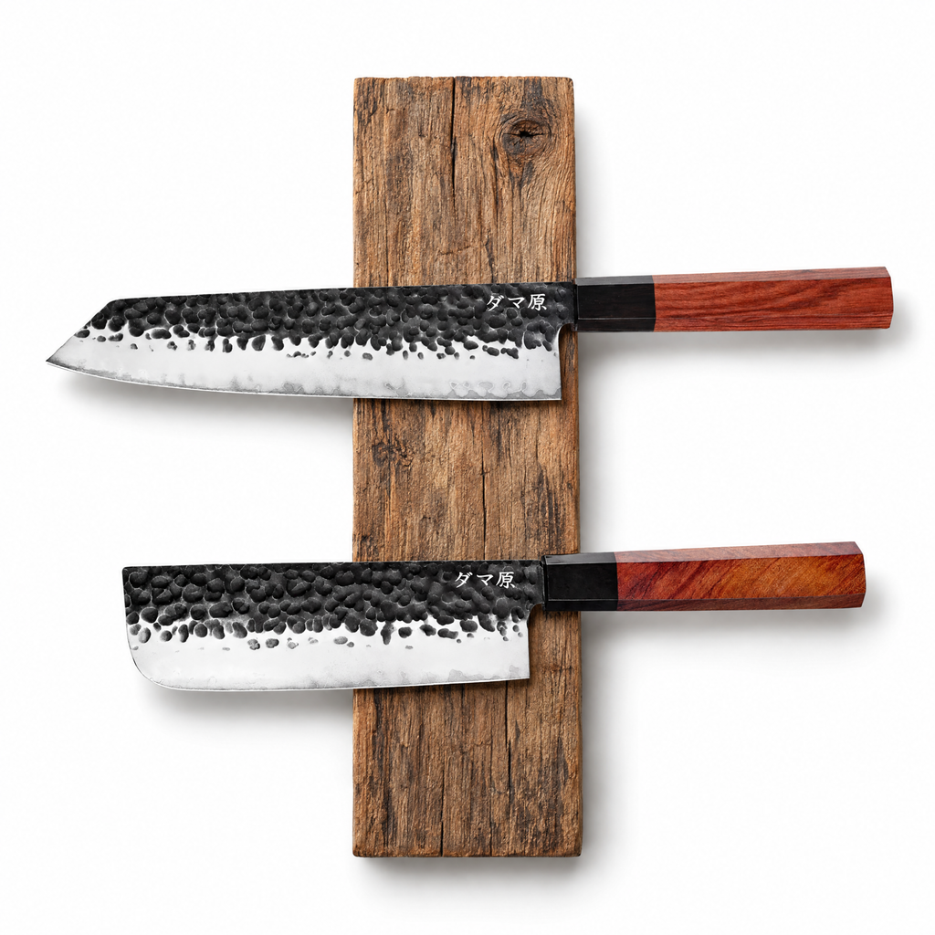 Set Essence II de 2 couteaux en acier AUS-10 : kiritsuke et nakiri, manches en bois africain, série Kaizen