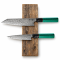 Set Essence de 2 couteaux en acier damas : kiritsuke et garasuki désosseur, manches en aluminium peigné et résine, série Hikari