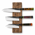 Set Evolution II de 3 couteaux en acier AUS-10 : bunka, nakiri et kiritsuke, manches en bois stabilisé, série Shinrai