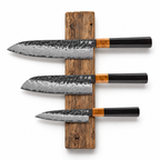 Set Evolution de 3 couteaux en acier damas : gyuto, santoku et garasuki, manches en ébène, série Kiba