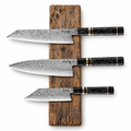 Set Evolution de 3 couteaux en acier damas : bunka, gyuto et kiritsuke, manches en fibre de carbone, série Sakuragi