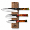 Set Evolution de 3 couteaux en acier AUS-10 : petty, ko-santoku et kiritsuke, manches en bois stabilisé, série Shinrai