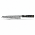 Couteau Gyuto en acier damas 23 cm, manche en fibre de carbone et bague de cuivre, série Sakuragi
