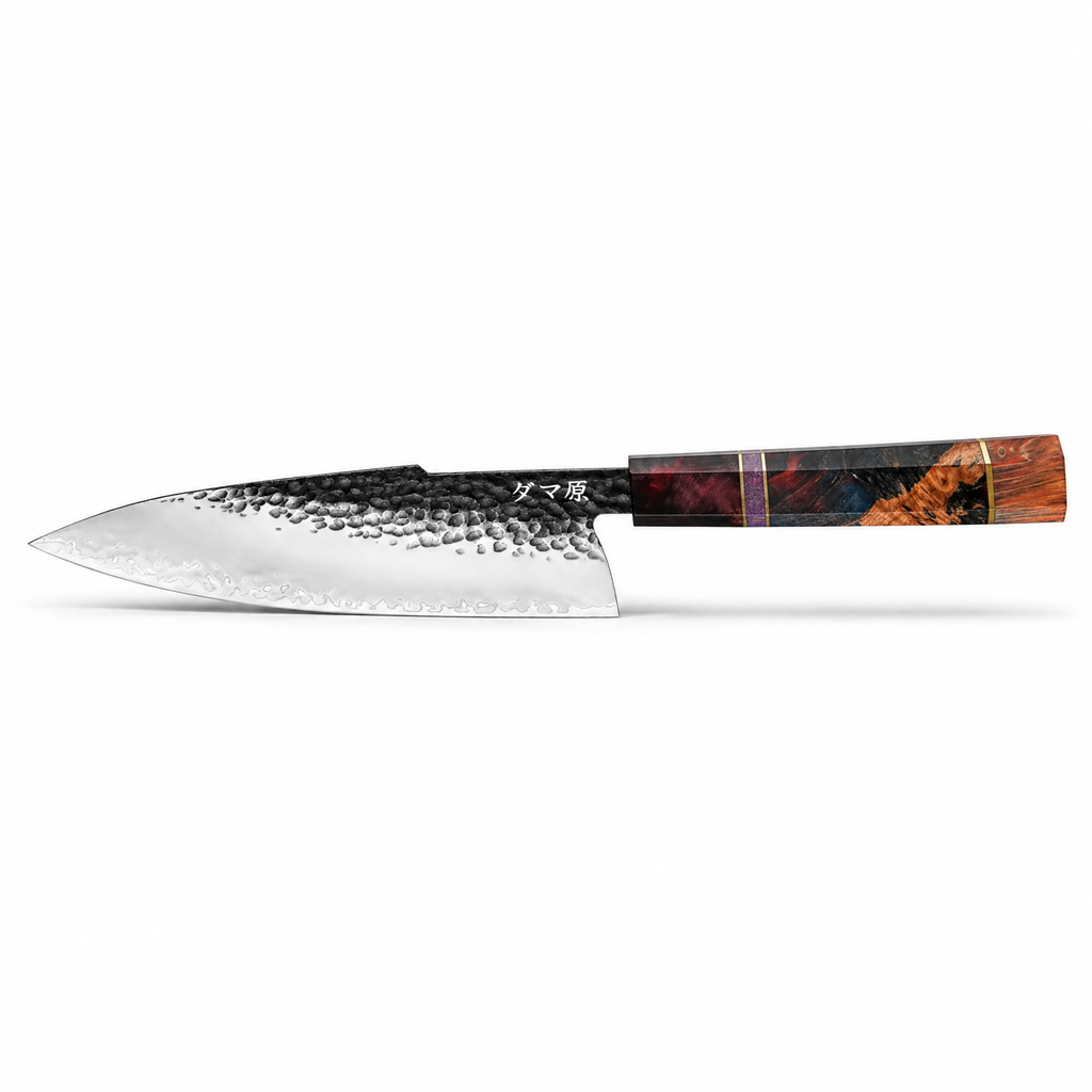 Couteau Gyuto en acier AUS-10 21 cm, manche en bois stabilisé, série Shinrai