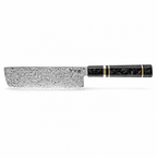 Couteau Nakiri en acier damas 16 cm, manche en fibre de carbone et bague de cuivre, série Sakuragi