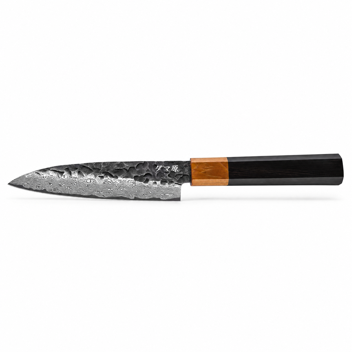 Couteau Petty en acier damas 12 cm, manche en ébène stabilisé, série Kiba