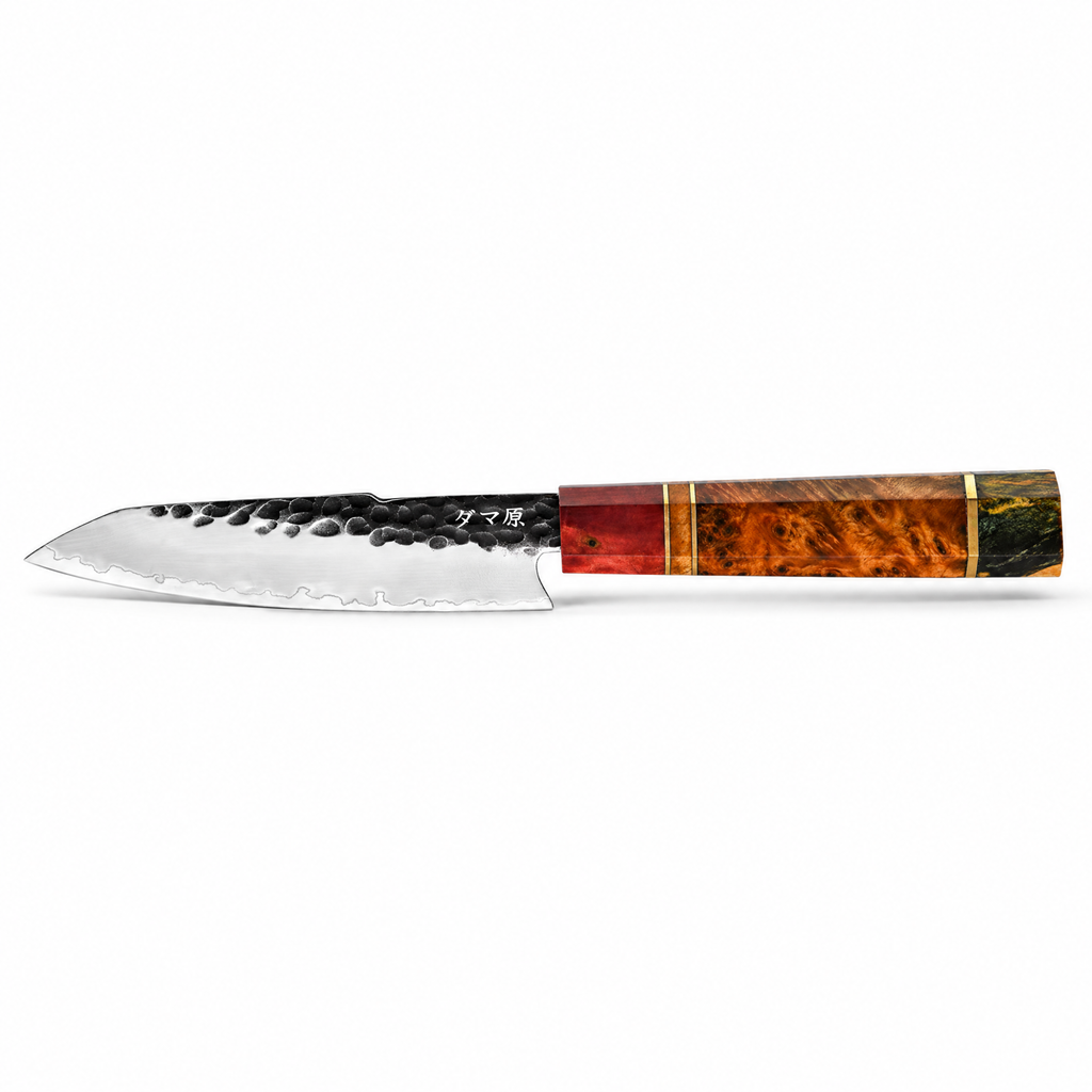 Couteau Petty en acier AUS-10 12 cm, manche en bois stabilisé, série Shinrai