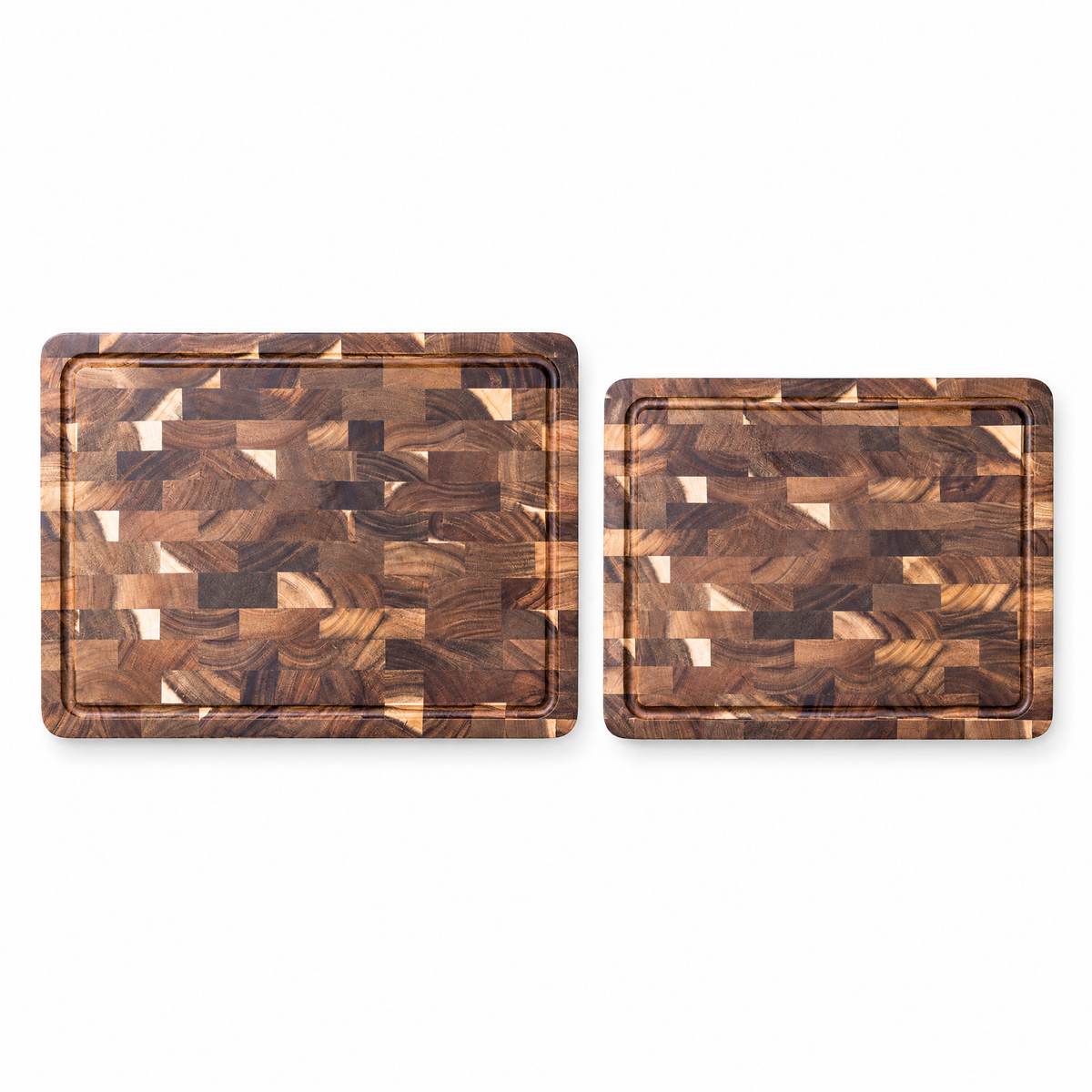 Planches à découper en acacia bois de bout, formats 36 x 24 cm et 42 x 29 cm