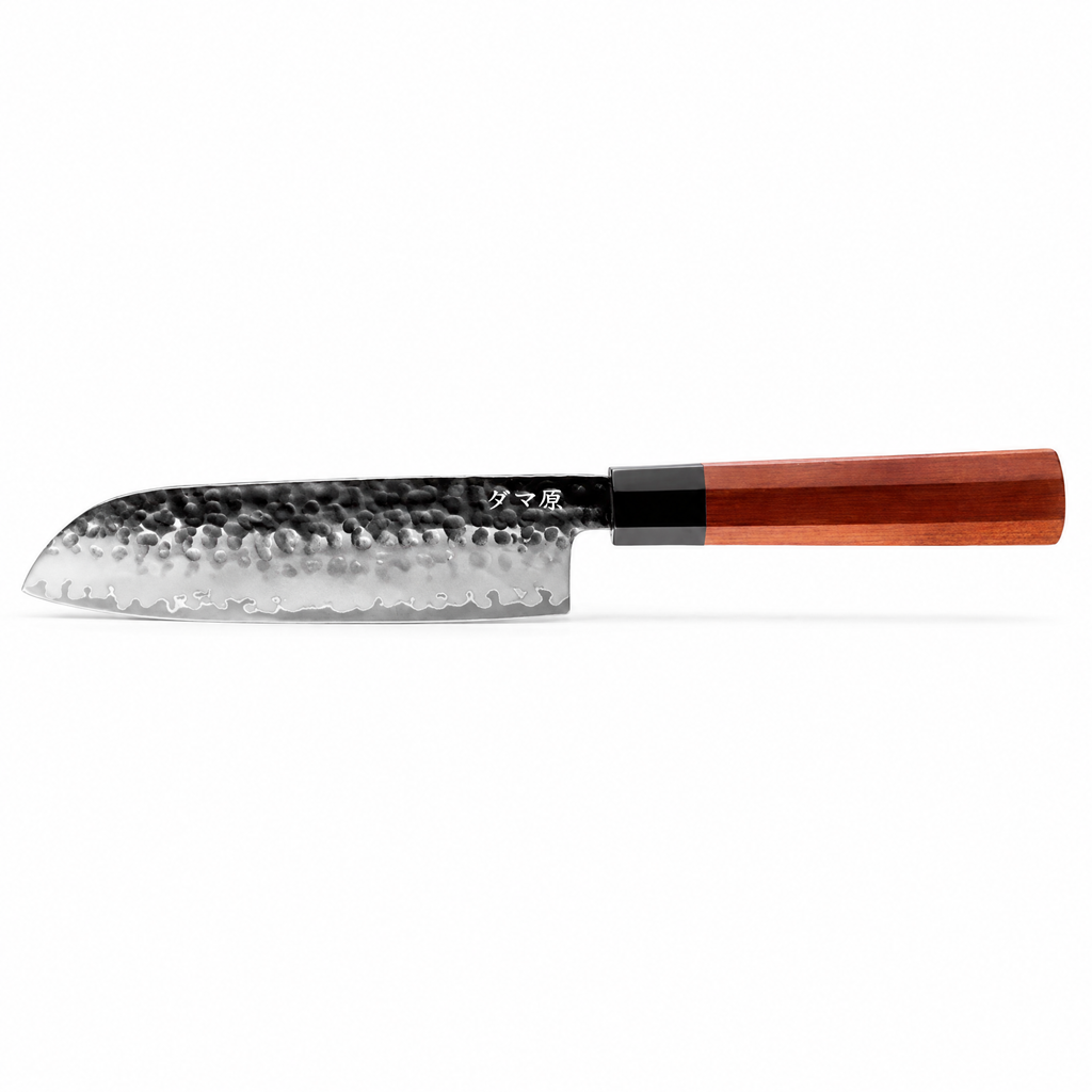 Couteau Santoku en acier AUS-10 19 cm, manche en bois africain, série Kaizen