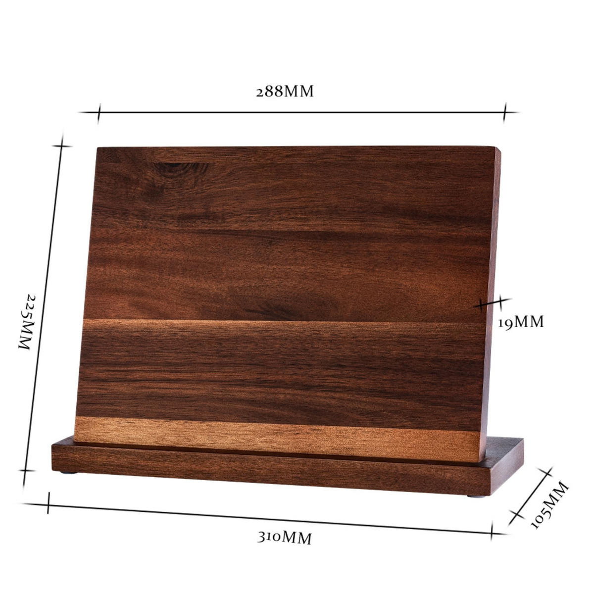 Porte-couteaux magnétique en bois d'acacia naturel pour plan de travail
