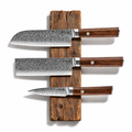 Set Evolution de 3 couteaux en acier damas : santoku, nakiri et ko-petty, manches en bois de rose africain, série Kurohana