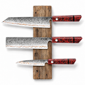 Set Evolution de 3 couteaux en acier damas : kiritsuke, nakiri et petty, manches en résine rouge, série Musashi