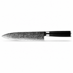 Couteau Gyuto en acier damas 20 cm, manche en G10 noir, série Tsuki