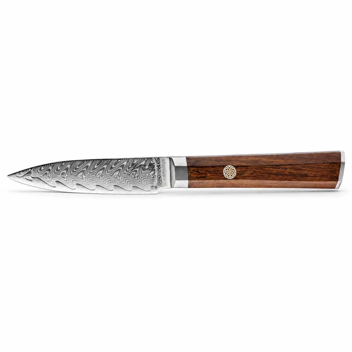 Couteau Ko-Petty en acier damas 8 cm, manche en bois de rose africain, série Kurohana