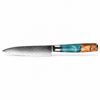 Couteau Petty en acier damas 11 cm, manche en bois stabilisé et résine, série Mizuki