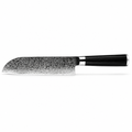 Couteau Santoku en acier damas 17 cm, manche en G10 noir, série Tsuki