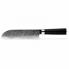 Couteau Santoku en acier damas 17 cm, manche en G10 noir, série Tsuki