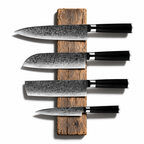 Set Ascension de 4 couteaux en acier damas à manches en G10 noir, série Tsuki