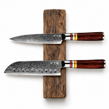 Set Essence de 2 couteaux en acier damas : santoku et petty, manches en Packa wood, série Takeshi