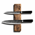 Set Essence de 2 couteaux en acier damas : gyuto et petty, manches en G10 noir, série Tsuki