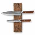 Set Essence de 2 couteaux en acier damas : gyuto et petty, manches en bois de rose, série Kurohana