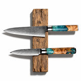 Set Essence de 2 couteaux en acier damas : gyuto et ko-petty, manches en bois stabilisé, série Mizuki
