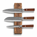 Set Evolution de 3 couteaux en acier damas : gyuto, santoku et honesuki désosseur, manches en bois de rose africain, série Kurohana