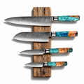 Set Ascension de 4 couteaux en acier damas : gyuto, santoku, petty et ko-petty, manches en bois stabilisé et résine, série Mizuki